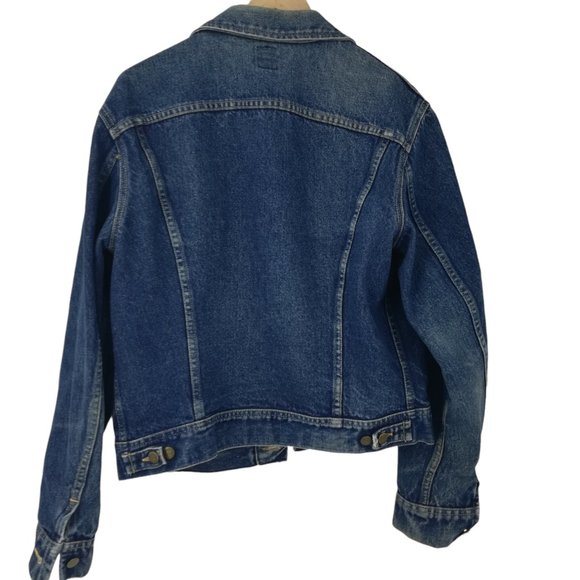 Vintage Lee Denim Trucker Jacket Size 42L Union Made Jean Button Pockets 70s